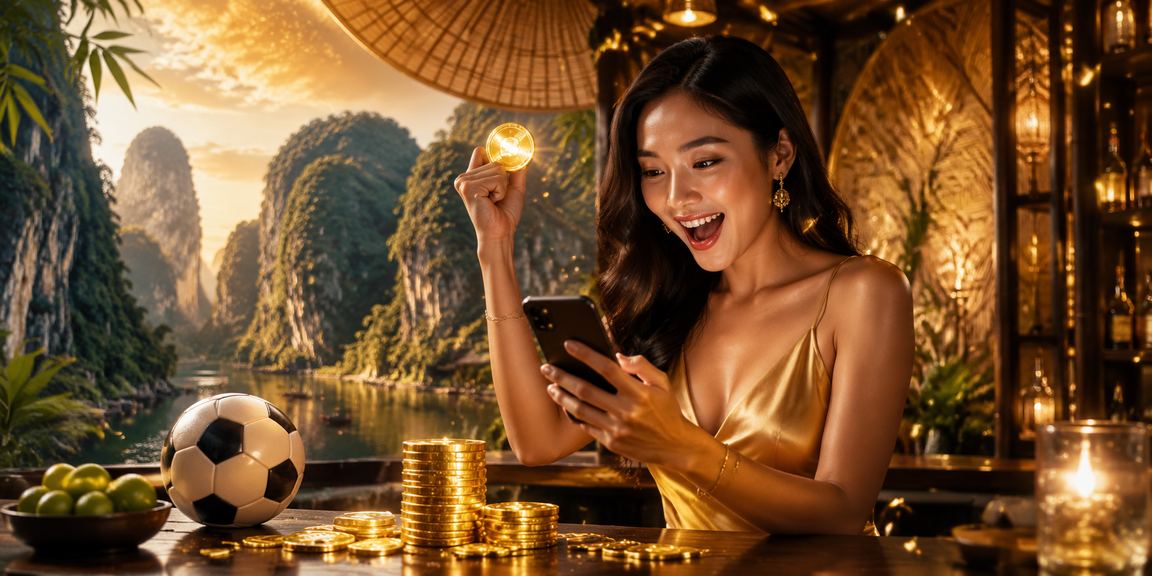 Người chơi Ninh Bình ngồi xem bóng đá và đặt cược trực tuyến với nón lá làm nền
